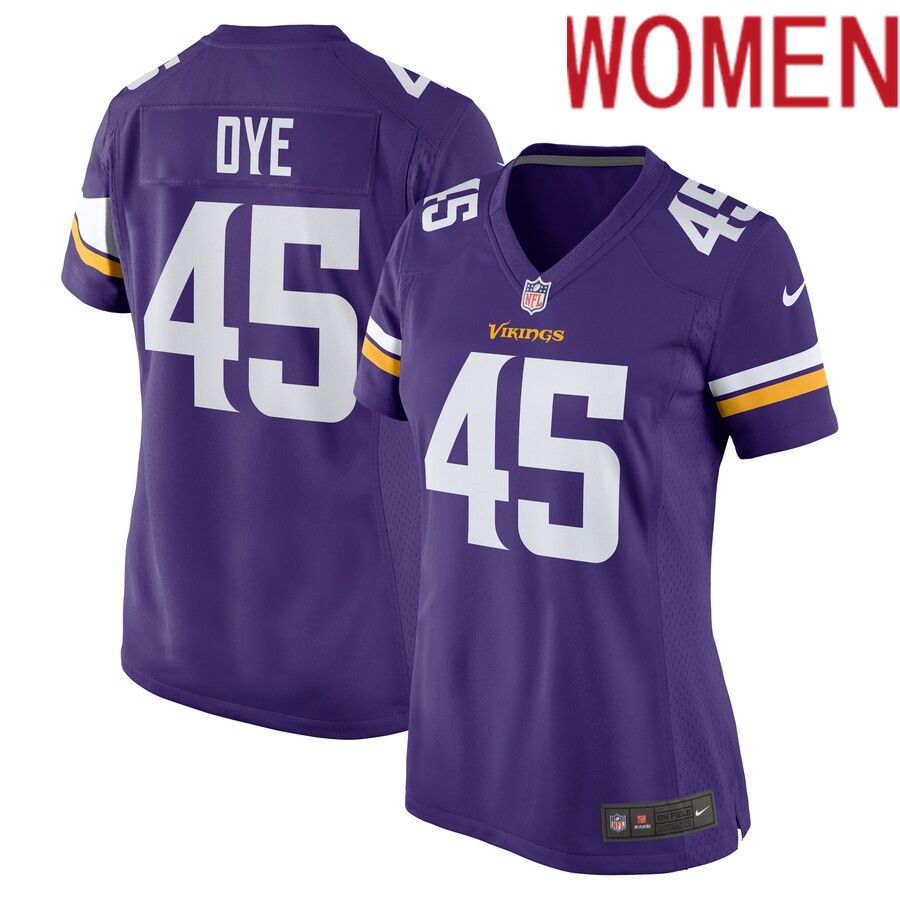 Women Minnesota Vikings 45 Troy Dye Nike Purple Game NFL Jersey